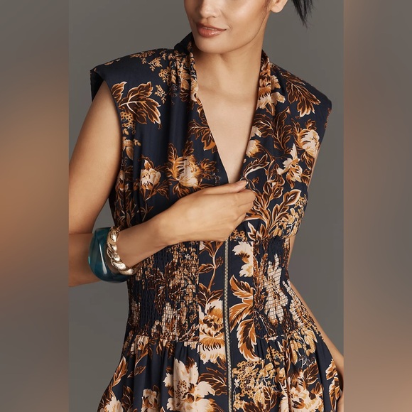 NWT Size L - Anthropologie The Tommie Cotton Zip-Front Midi Dress (NWT US$ 178) - Picture 4 of 16